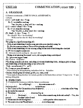 Lý thuyết và bài tập Unit 10 môn Tiếng Anh Lớp 8